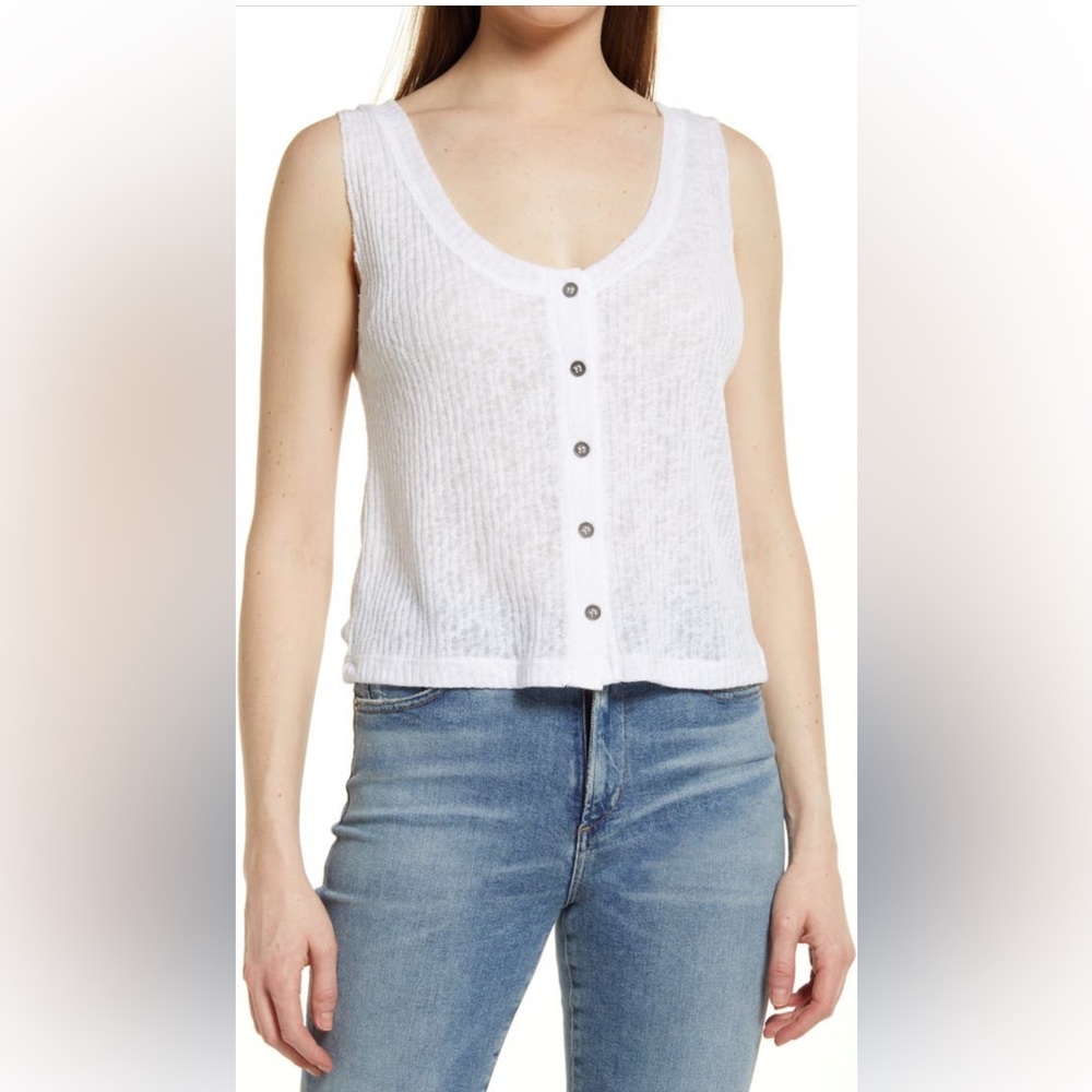Women’s Melrose and Market Button Front Tank | Large, White